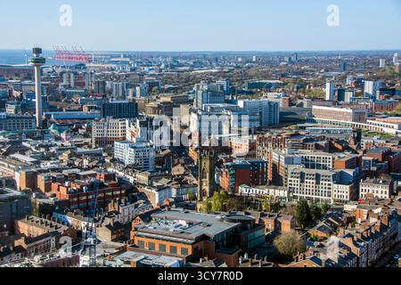 Panorama view of City Centre from Liverpool Cathedral Tower Stock Photo