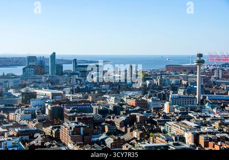 Panorama view of City Centre from Liverpool Cathedral Tower Stock Photo