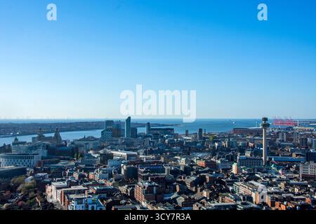 Panorama view of City Centre from Liverpool Cathedral Tower Stock Photo