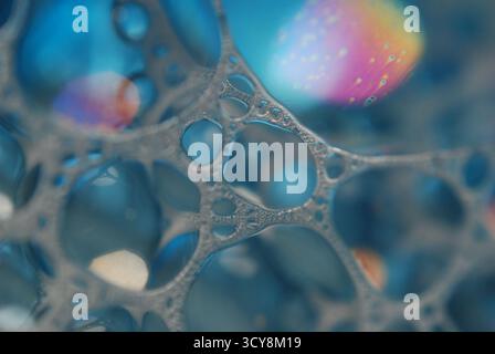 Foamy solution.Close-up of foamy particles Stock Photo