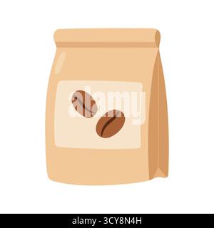 Pair of coffee beans with oval shape and central groove. Ideal for packaging, café logos, or educational content about coffee origins and bean anatomy Stock Vector