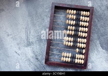 Vintage abacus on smudged blackboard background Stock Photo