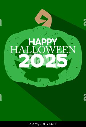 2025 Halloween poster. Banner template for October event. Design with pumpkin and text. Social media post for invitation, covers. Stock Vector