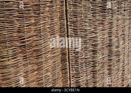 Full frame image of a natural willow wicker fence Stock Photo