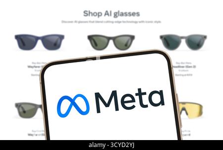 Meta AI - Augmented Reality Smart Glasses Stock Photo