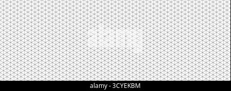 Seamless isometric grid paper. Black triangular blueprint repeating pattern. Graph guide background for engineering, architect and technical drawing. Repeated lined ruler sheet page template. Vector Stock Vector