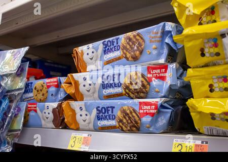 Los Angeles, California, United States - 02-01-2023: A view of several packages of Pillsbury soft baked cookies, on display at a local grocery store. Stock Photo
