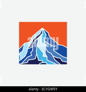 Square Ice Snow Mountain or Iceberg Icon Symbol Illustration Vector Stock Vector