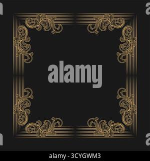 Elegant Golden Square Ornament Decorative Border Frame Illustration Design Vector Stock Vector