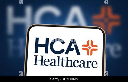 HCA Healthcare logo displayed on mobile device Stock Photo