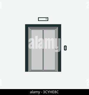 Isolated Simple Closed Door Passenger or Cargo Elevator Illustration Design Vector Stock Vector