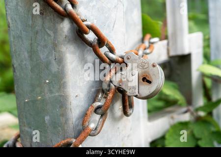 Padlock and rusty chain Stock Photo