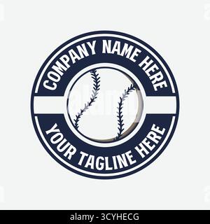 Vintage Retro Circular Baseball Softball Sport Competition Tournament Badge Emblem Label Logo Design Vector Stock Vector