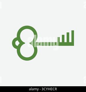 Simple Minimalist Key Symbol with Business Diagram Trade Chart Diagram Strip Bar Illustration Design Vector Stock Vector