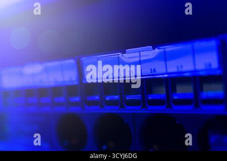 High-Tech Data Server Rack Close-Up Stock Photo