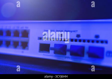 High-Tech Data Server Rack Close-Up Stock Photo