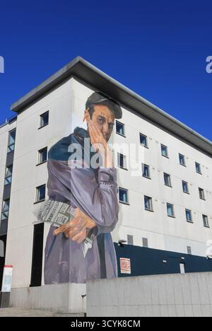 New mural on Shiprow by Case Maclaim, part of Nuart Aberdeen Street Art Festival 2024, with the theme 'living heritage'' in the Granite City, Scotland Stock Photo