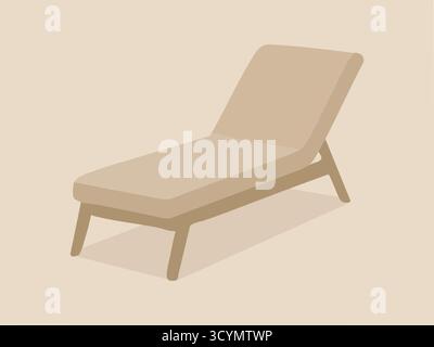 A sleek reclining chaise with angled backrest and low legs set against a calm neutral backdrop Stock Vector