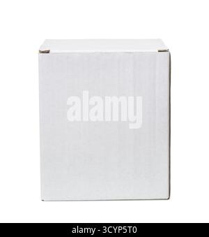 Front view of white blank packaging paper box isolated on white Stock Photo