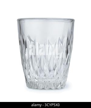 Front view of empty faceted glass isolated on white Stock Photo