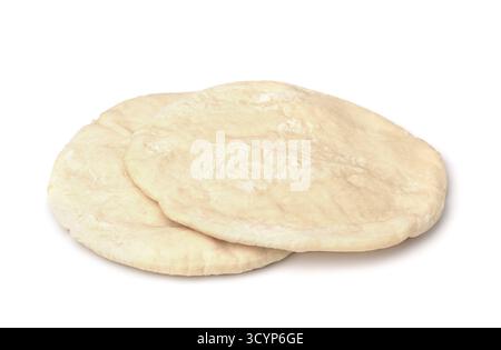 Uncooked pita flatbread isolated on white Stock Photo