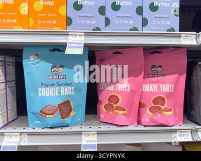 Los Angeles, California, United States - 02-01-2023: A view of several packages of Belgian Boys cookie bars, on display at a local grocery store. Stock Photo