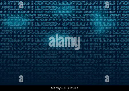 Matrix binary code 0 and 1 numbers. Tech hacker concept. Futuristic Falling digits on dark backdrop. Running random numbers. . Vector illustration Stock Vector
