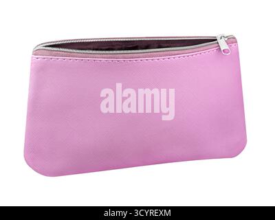 Pink Cosmetic Bag isolated on white background Stock Photo