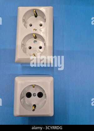 double and single European standard sockets Stock Photo