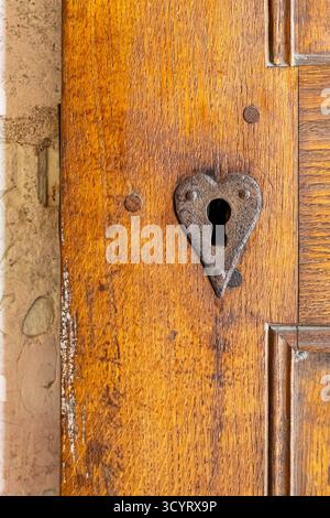 Close-up on heart-shaped door lock Stock Photo