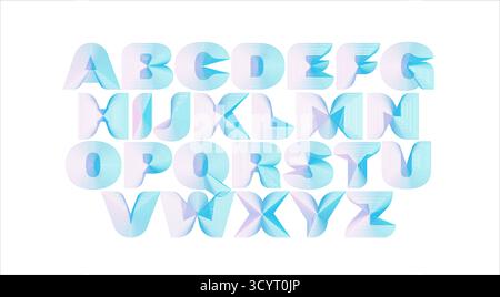 Futuristic outline alphabet, concentric line gradients font. Modern letters for tech branding, UI, posters, social posts, packaging, apparel, print Stock Vector