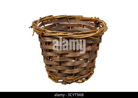 easter wicker basket isolated on white Stock Photo