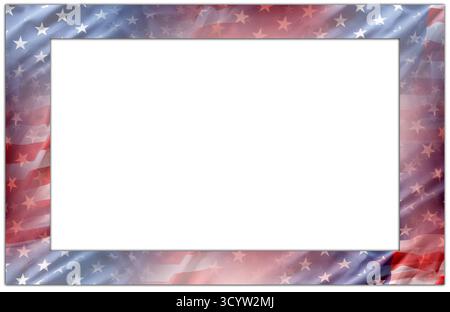 American flag frame border on white Stock Photo