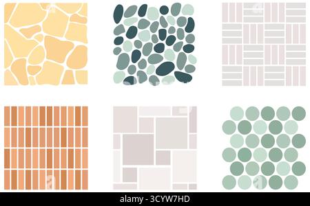 Decorative Natural Stone Textures, Abstract Mosaic Patterns, customizable Stock Vector