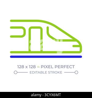 High speed rail pixel perfect two color line icon Stock Vector