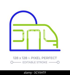 Subway train pixel perfect two color line icon Stock Vector