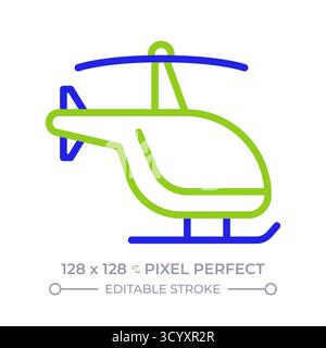 Helicopter pixel perfect two color line icon Stock Vector
