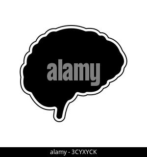 Human brain illustration in black and white representing intelligence and thought Stock Vector