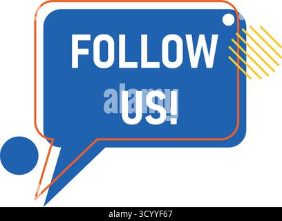 Modern blue button with text Follow Us. Conversational speech bubble with call to action, social media follow vector element Stock Vector