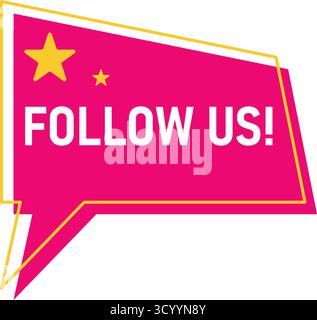 Contemporary bright button with text Follow us. Composite block with call-to-action, social media subscription, vector element Stock Vector