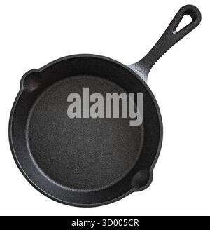 Cast iron skillet isolated on white background Stock Photo