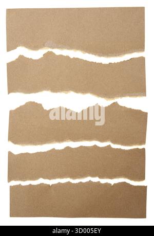 Torn pieces of paper on white background Stock Photo
