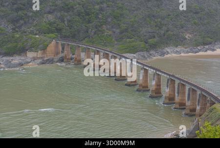 Railway bridge over the Crocodile River - Kaaimans River on the Indian Ocean coast South Africa Railway bridge over the Crocodile River - Kaaimans Riv Stock Photo