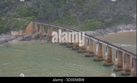 Railway bridge over the Crocodile River - Kaaimans River on the Indian Ocean coast South Africa Railway bridge over the Crocodile River - Kaaimans Riv Stock Photo