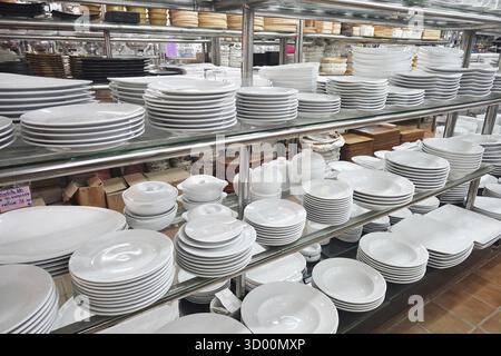 Stacked plates in a shop Stock Photo