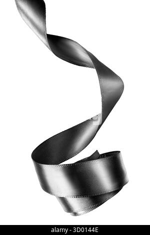 Black satin twisted ribbon isolated on white background Stock Photo