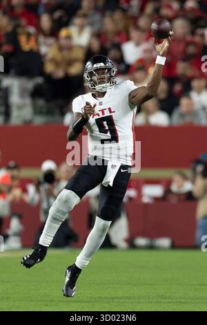 Atlanta Falcons quarterback Michael Penix Jr. (9) speakls with San ...