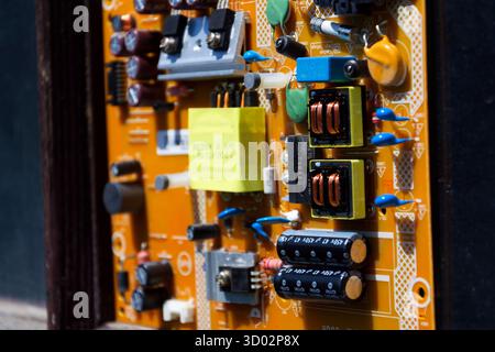 Part of computer circuit board, future technology and energy consumption by artificial intelligence concept Stock Photo