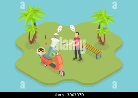 3D Isometric Flat Illustration of Delivery Service, Collection Of Mail ...