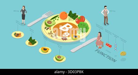 3D Isometric Flat Illustration of Vitamin B9, Folic Acid, Healthy Lifestyle 3D Isometric Flat Illustration of Vitamin B9, Folic Acid, Healthy Lifestyle Stock Photo